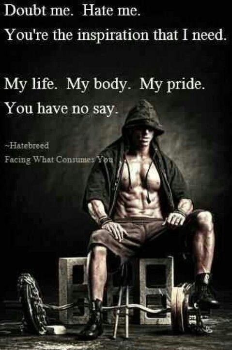 Doubt me. Hate me.
You're the inspiration that I need.
My life. My body. My pride. You have no say.
-Hatebreed
Facing What Consumes You