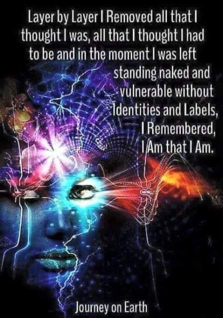 Layer by Layer I Removed all that I thought I was, all that I thought I had to be and in the moment I was left standing naked and vulnerable without Identities and Labels, I Remembered, Am that I Am.
Journey on Earth