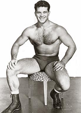 1950s wrestler Bill Melby.  Photos by WPG, Bruce of LA and Wrestling Review.