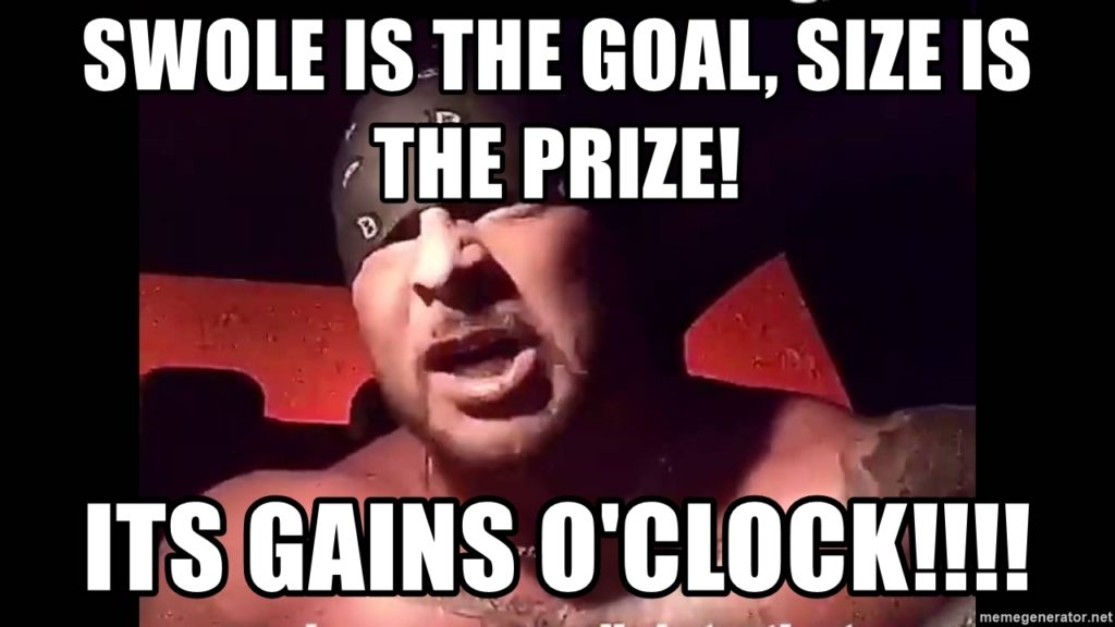 SWOLE IS THE GOAL, SIZE IS
THE PRIZE!
B
ITS GAINS O'CLOCK!!!!
memegenerator.net