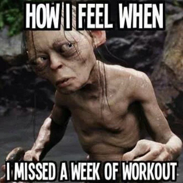 HOW I FEEL WHEN
I MISSED A WEEK OF WORKOUT