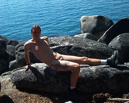 Jack Drago on the nude beach at Lake Tahoe, June 2002.