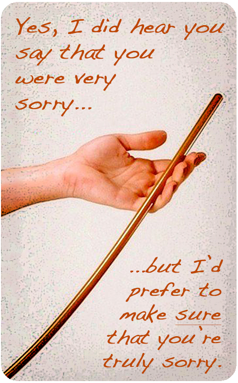 Yes, I did hear you say that you were very sorry...
...but I'd prefer to make sure that you're truly sorry.