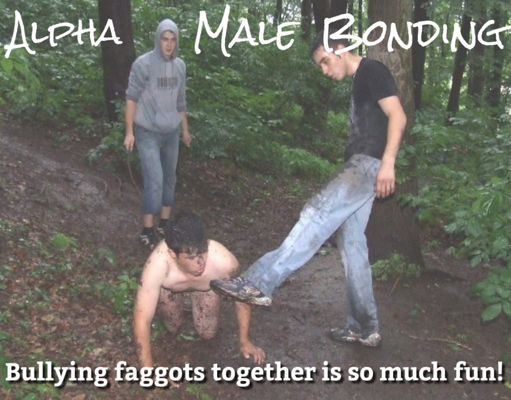 Alpha Male Bonding: bullying faggots together is so much fun!