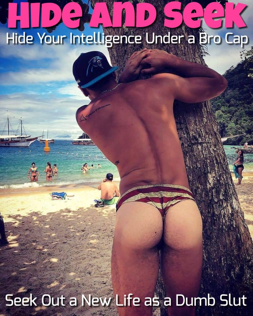 HIDE AND Seek
Hide Your Intelligence Under a Bro Cap
Seek Out a New Life as a Dumb Slut