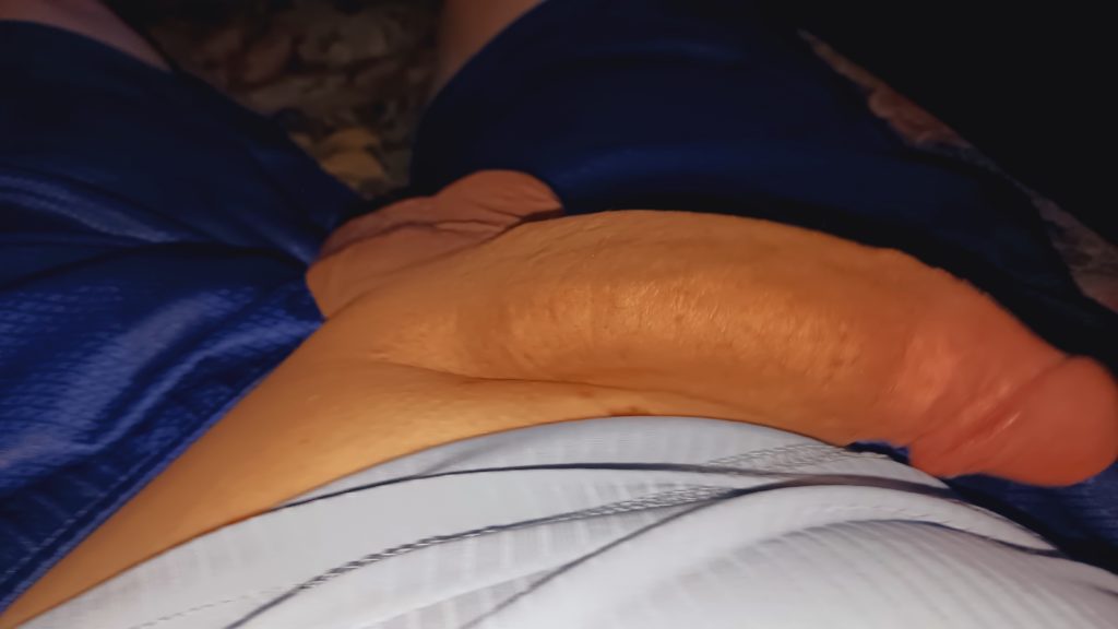 smooth hard dick in blue shorts