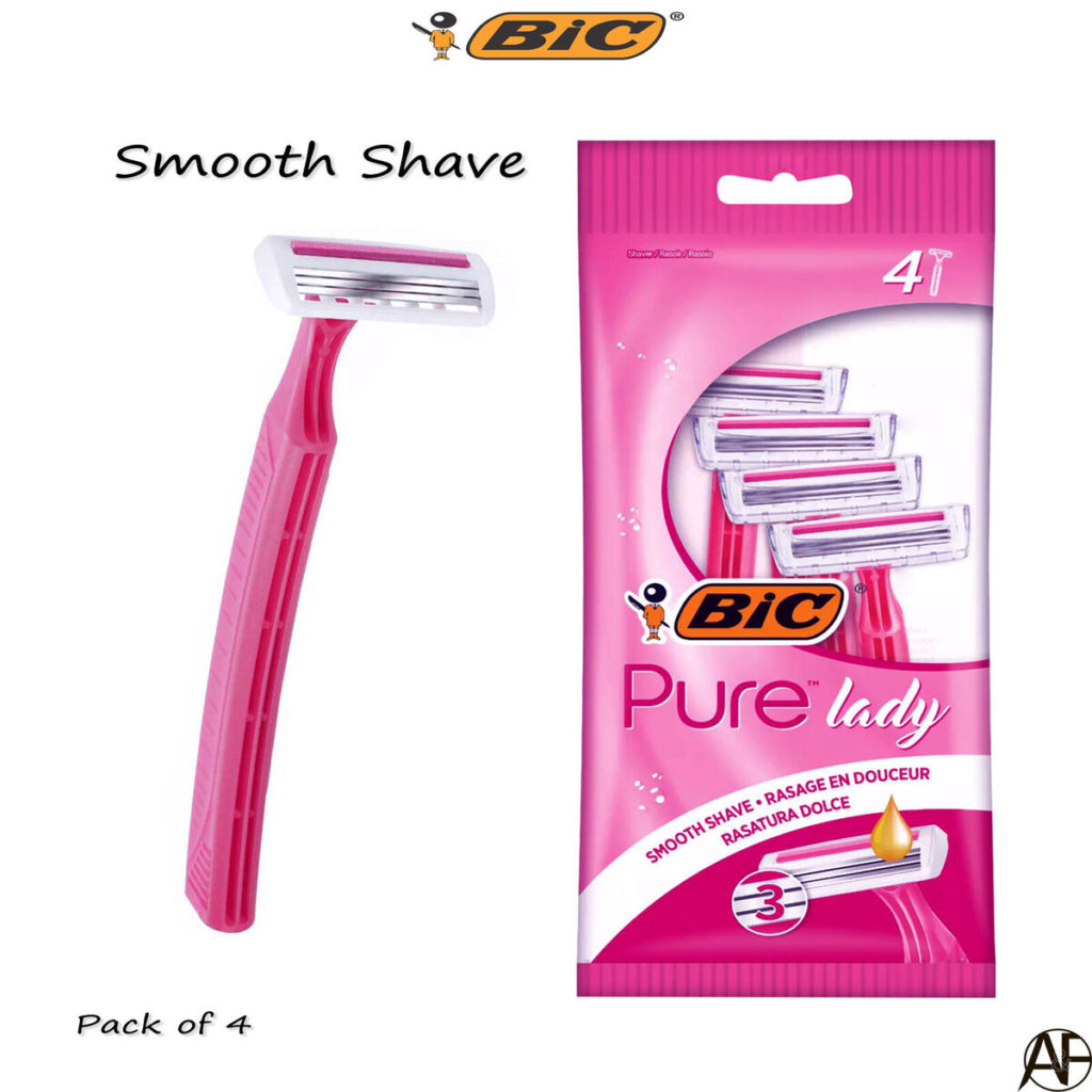 BiC 00
Smooth Shave
_
4T
Bic
Pure lady
SMOOTH SHAVE RASAGE EN DOUCEUR RASATURA DOLCE
Pack of 4
AB
