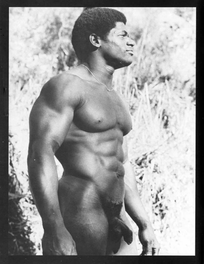 vintage 70s black bodybuilder with afro