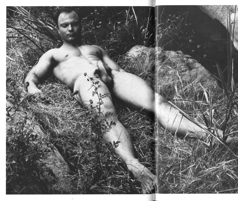 Brad Armstrong nude and erect outdoors in black and white