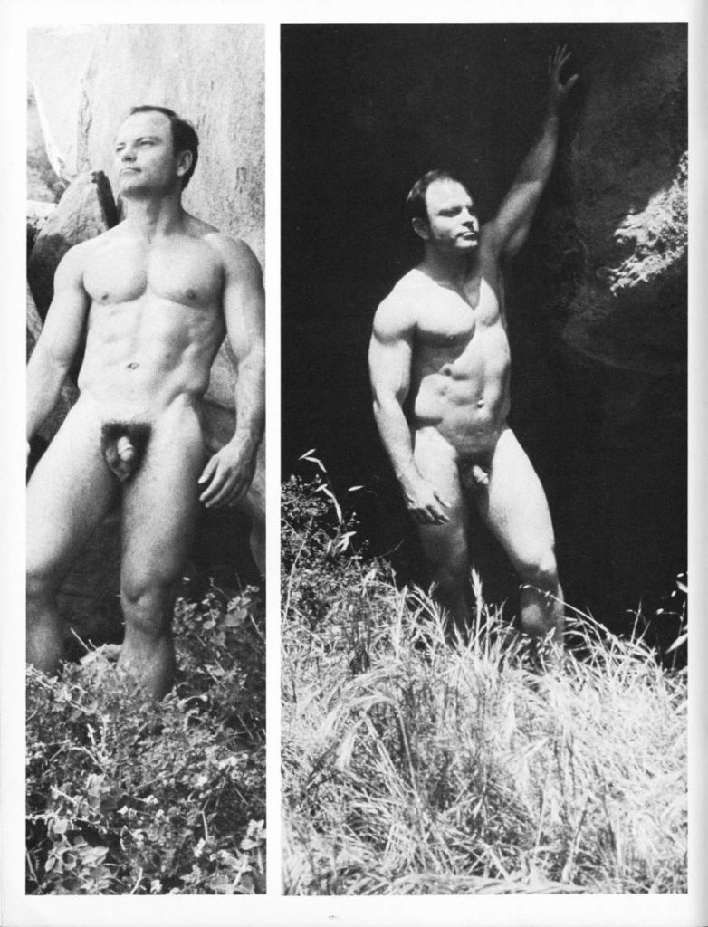 Brad Armstrong hides nude among the rocks.