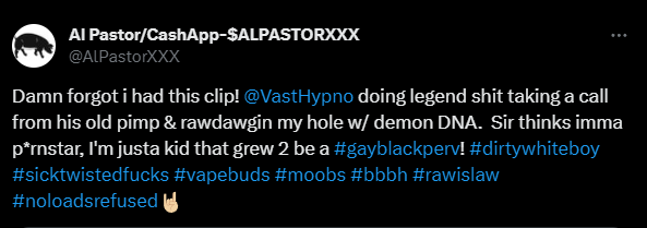 Damn forgot i had this clip! 
@VastHypno
 doing legend shit taking a call from his old pimp & rawdawgin my hole w/ demon DNA.  Sir thinks imma p*rnstar, I'm justa kid that grew 2 be a #gayblackperv! #dirtywhiteboy #sicktwistedfucks #vapebuds #moobs #bbbh #rawislaw #noloadsrefused🤘🏼