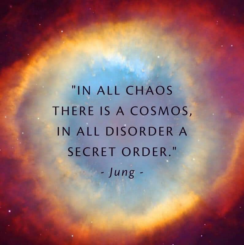 "IN ALL CHAOS THERE IS A COSMOS, IN ALL DISORDER A SECRET ORDER."
- Jung - -