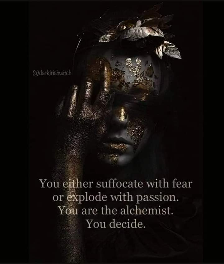 @darkirishwitch
You either suffocate with fear or explode with passion. You are the alchemist. You decide.