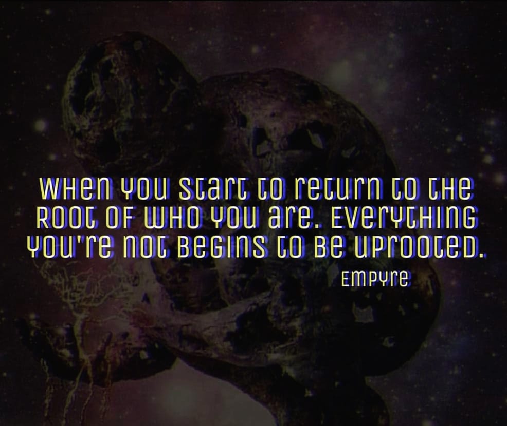 WHEN YOU start to return to the ROOG OF WHO you are. EveryCHING You're not Begins to be uprooted.
Empyre