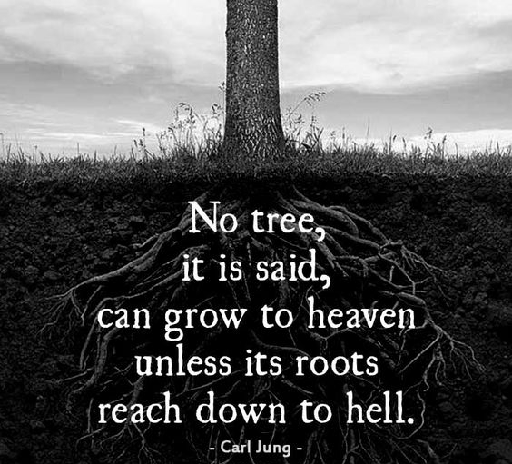 No tree, it is said, can grow to heaven unless its roots reach down to hell.
Carl Jung