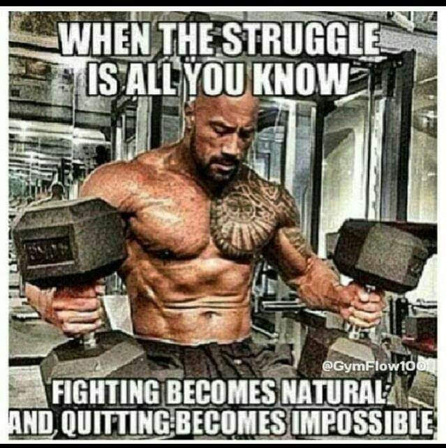 WHEN THE STRUGGLE IS ALL YOU KNOW
@GymFlow100
FIGHTING BECOMES NATURAL AND, QUITTING BECOMES IMPOSSIBLE