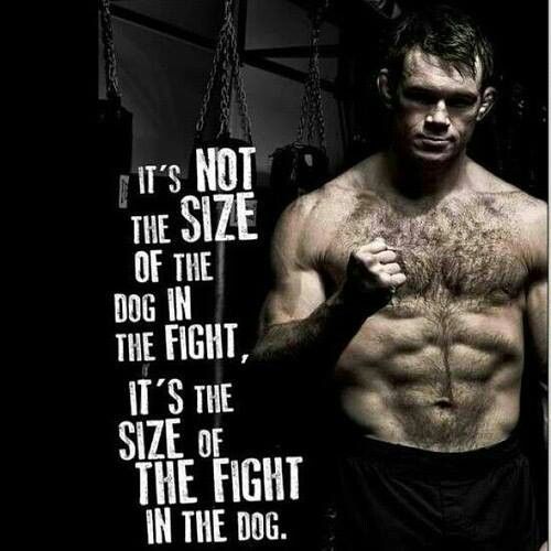 IT'S NOT THE SIZE OF THE DOG IN THE FIGHT, IT'S THE SIZE OF THE FIGHT IN THE DOG.