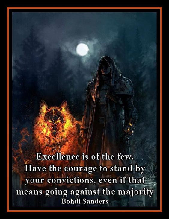 Excellence is of the few. Have the courage to stand by your convictions, even if that means going against the majority
Bohdi Sanders