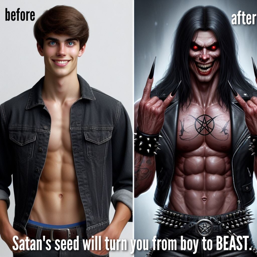 before
after
Satan's seed will turn you from boy to BEAST.